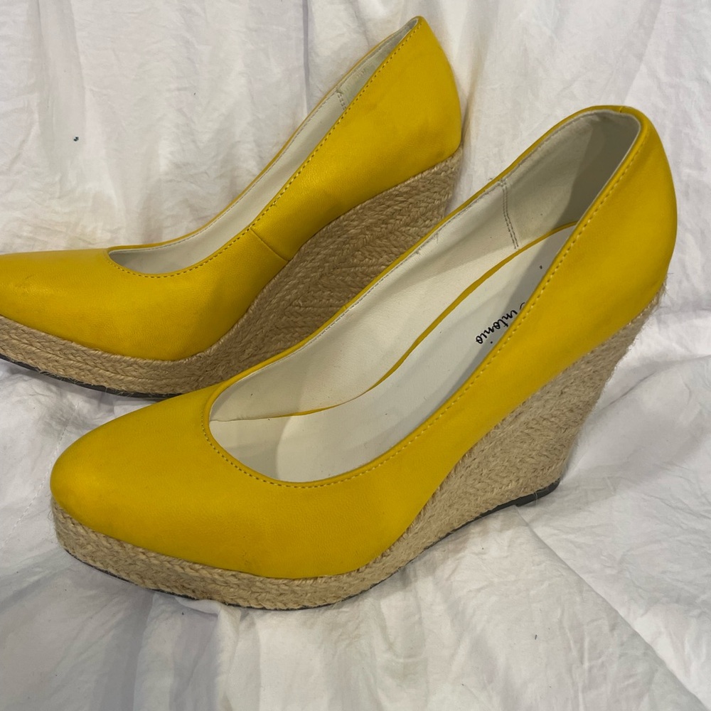 Michael Antonio Yellow Wedge Espadrilles